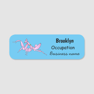 Orchid mantis Cartoon Illustration Namensschild
