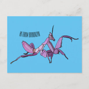 Orchid mantis Cartoon Illustration Postkarte