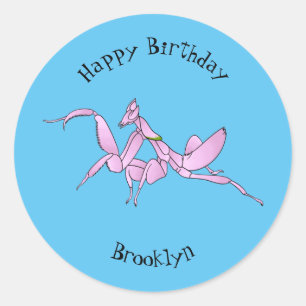 Orchid mantis Cartoon Illustration Runder Aufkleber