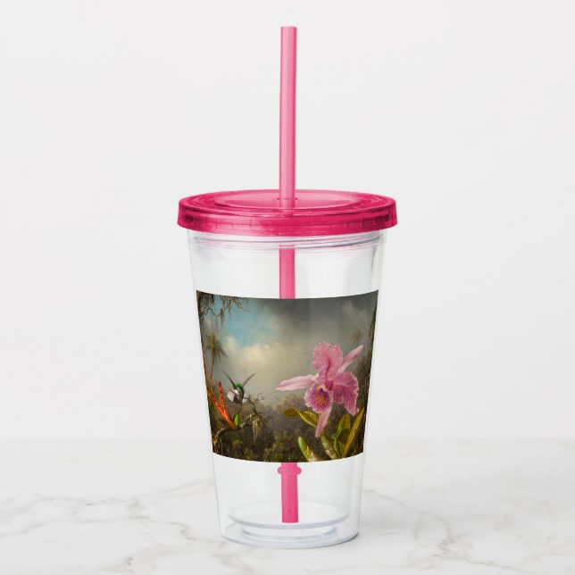 Orchid mit zwei Hummingbirds Heade Acryltrinkbecher (Vorderseite)