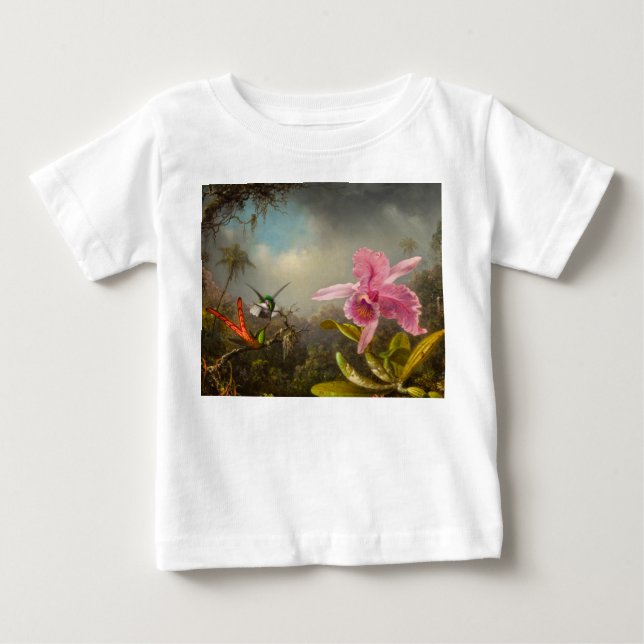 Orchid mit zwei Hummingbirds Heade Baby T-shirt (Vorderseite)