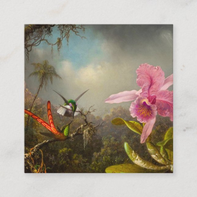 Orchid mit zwei Hummingbirds Heade Begleitkarte (Vorderseite)