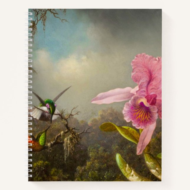 Orchid mit zwei Hummingbirds Heade Notizbuch (Vorderseite)