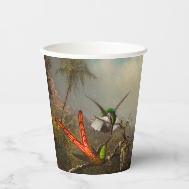 Orchid mit zwei Hummingbirds Heade Pappbecher (Vorderseite)