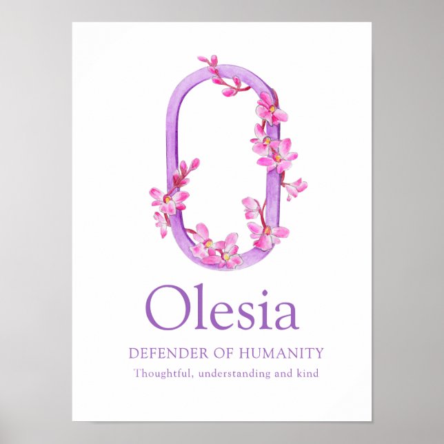 Orchid Monogramm Buchstabe O Olesia Poster (Vorne)