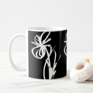 Orchid Noir: Abstrakt Schwarz & Weiß Kaffeetasse