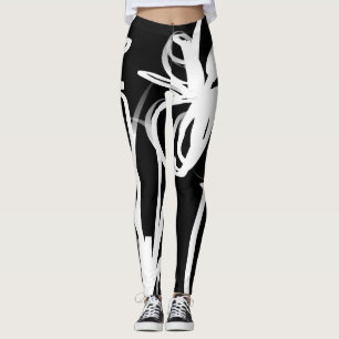 Orchid Noir: Abstrakt Schwarz & Weiß Leggings