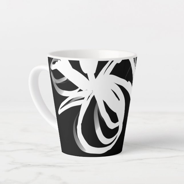 Orchid Noir: Abstrakt Schwarz & Weiß Milchtasse (Linke Ecke)