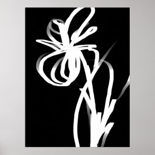 Orchid Noir: Abstrakt Schwarz & Weiß Poster