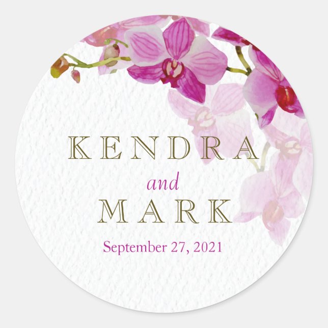 Orchid Paradise Wedding Stickers (Vorderseite)