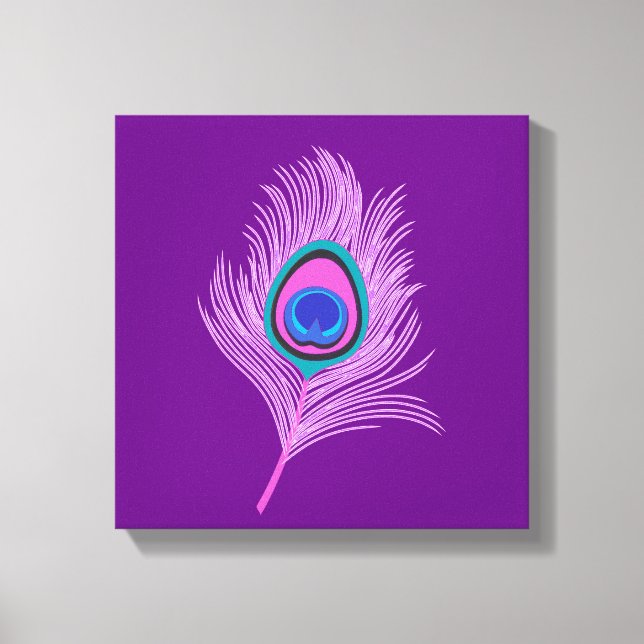 Orchid Peacock Feather auf Amethyst Lila Leinwanddruck (Vorderseite)