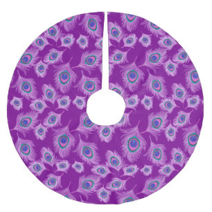 Orchid Peacock Feathers on Amethyst Lila Polyester Weihnachtsbaumdecke