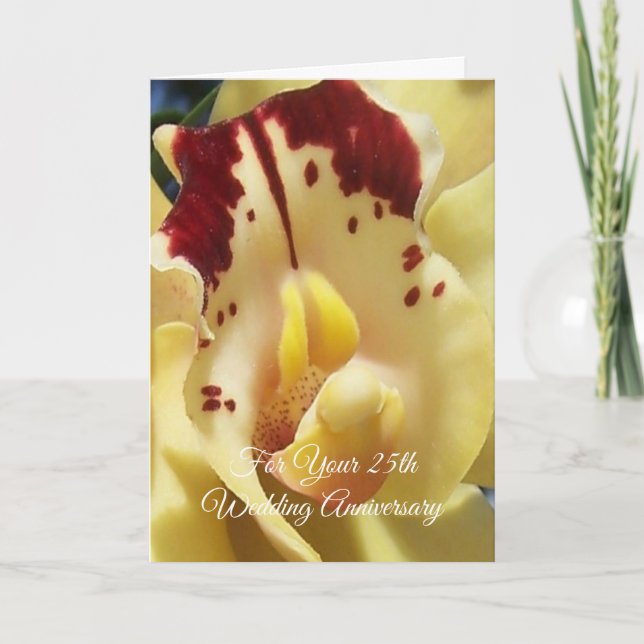 Orchid Personalisiert 25. Hochzeitstag Karte (Vorderseite)
