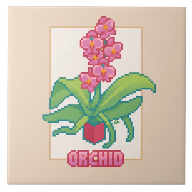 Orchid, Pixelart  Fliese (Vorderseite)