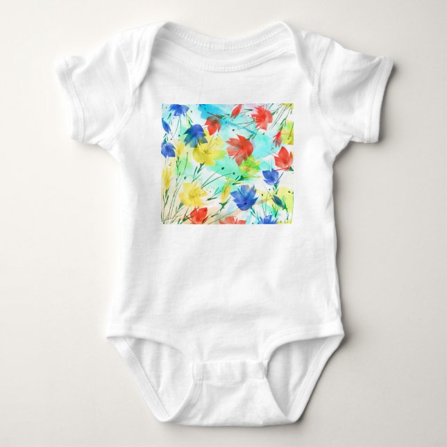 Orchid Poppy Peony Fashion Bouquet Baby Strampler (Vorderseite)