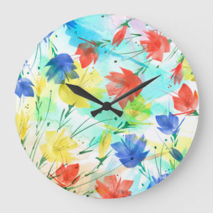Orchid Poppy Peony Fashion Bouquet Große Wanduhr