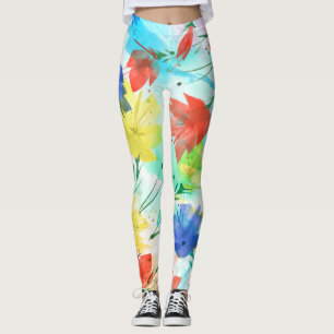 Orchid Poppy Peony Fashion Bouquet Leggings