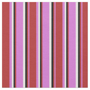 Orchid, Red, Black und White Colored Lines Stoff