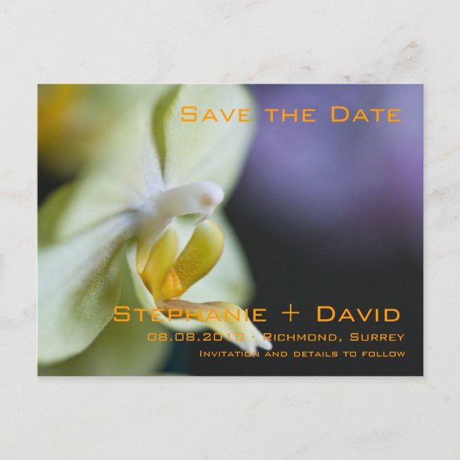 Orchid Save the Date Postkarte (Vorderseite)