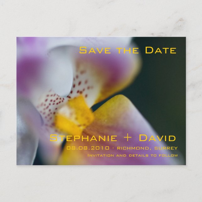 Orchid Save the Date Postkarte (Vorderseite)