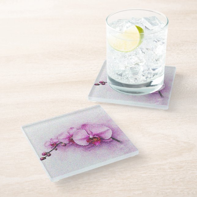 Orchid Sky Serenade Glasuntersetzer (Schrägansicht)
