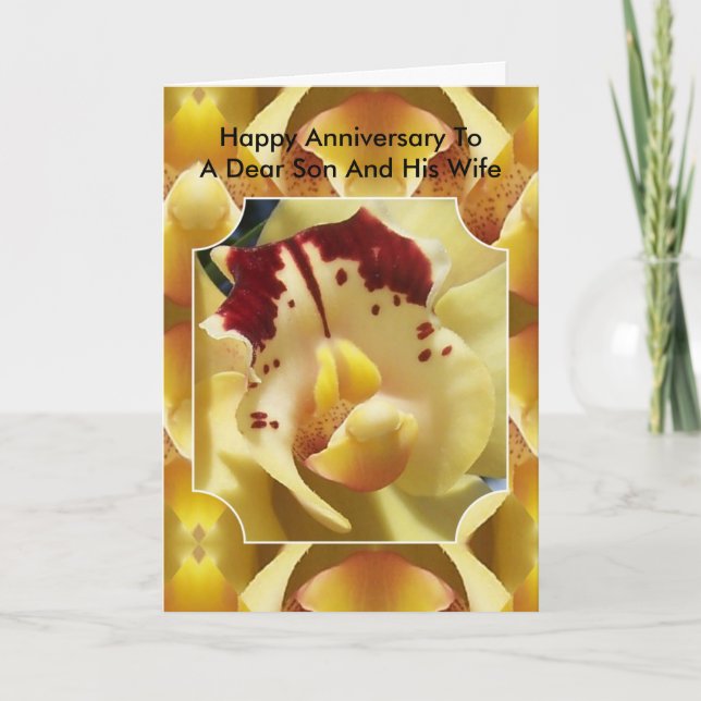 Orchid Son Ehefrau Personalisierte Hochzeit Jahres Karte (Vorderseite)