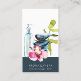 ORCHID STONE NAVY WATERCOLOR WELLNESS-CENTER MASSA VISITENKARTE