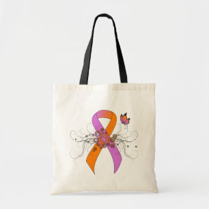 Orchid und Orange Awareness Ribbon mit Schmetterli Tragetasche