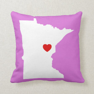 Orchid und White Minnesota mit Rotem Herzen Kissen