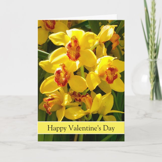 Orchid Valentine's Day Card w/ Victor Hugo Quote Karte (Vorderseite)