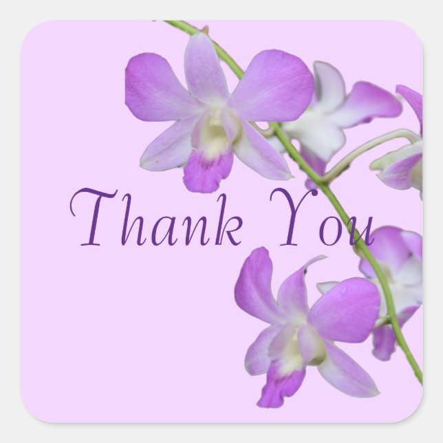 Orchid Vielen Dank lila Lavendel Quadratischer Aufkleber (Vorderseite)