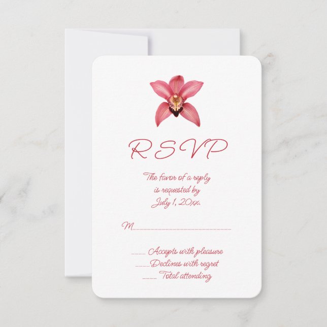 Orchid Wedding RSVP Karte (Vorderseite)