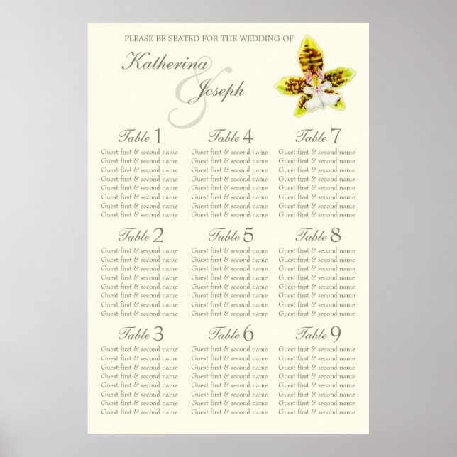 Orchid Wedding Table Planner 1-9 Poster (Vorne)