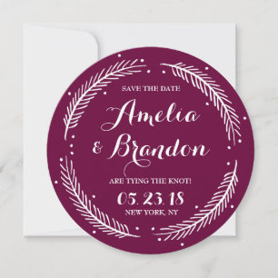Orchid Whimsical Winter Wreath Save the Date Karte