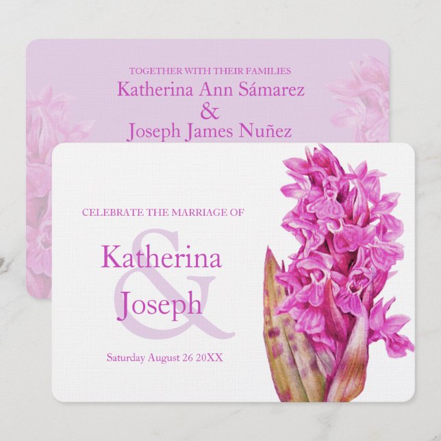 Orchid Wildblume Aquarell lila Hochzeit einladen Einladung (Vorne/Hinten)