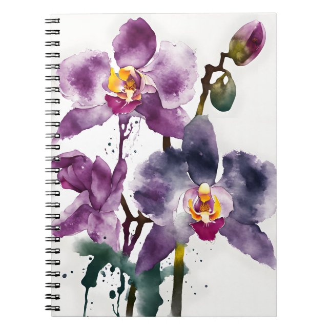 Orchidee - Aquarellblumen Notizblock (Vorderseite)