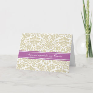 Orchidée Beige Damask Cousin Bridesmaid Invitation