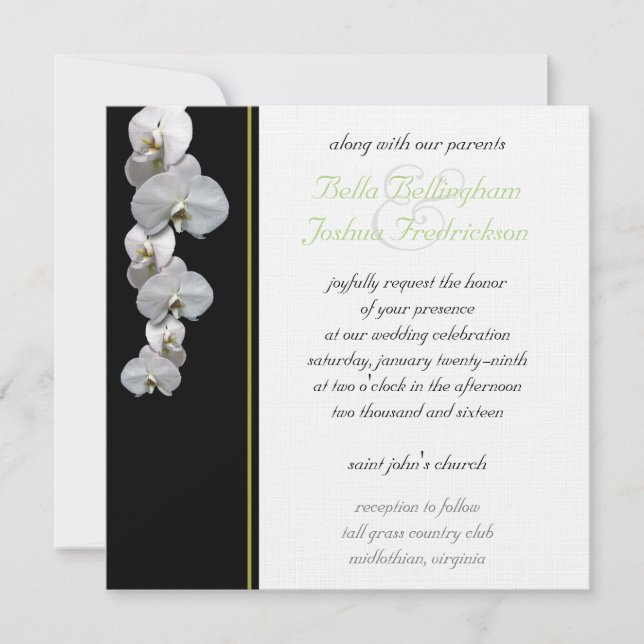 Orchidée blanche Faire-part de mariage 5,25x5,25 (Devant)