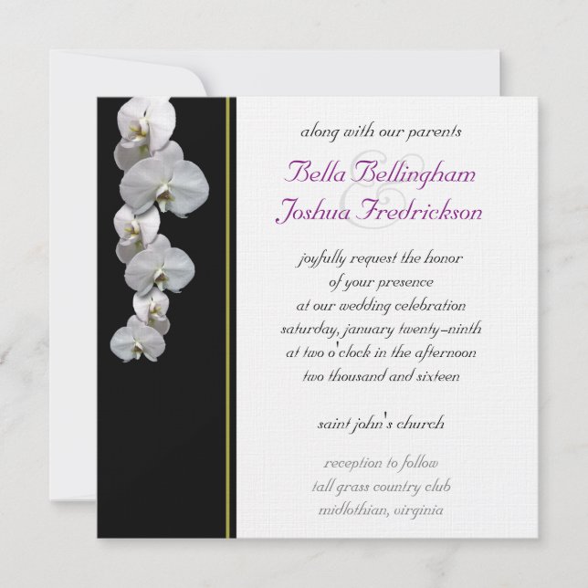 Orchidée blanche Faire-part de mariage 5,25x5,25 (Devant)
