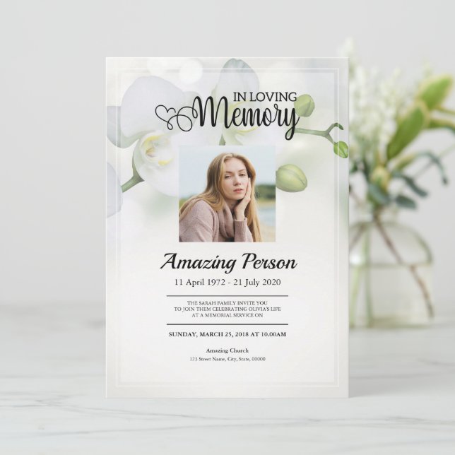 Orchidée blanche Ordre funéraire Invitation (Debout devant)