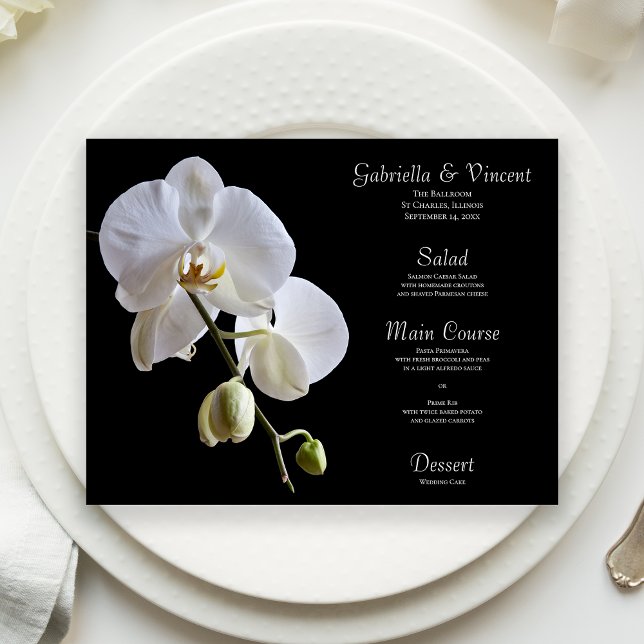 Orchidée blanche sur le menu Mariage noir (Créateur téléchargé)