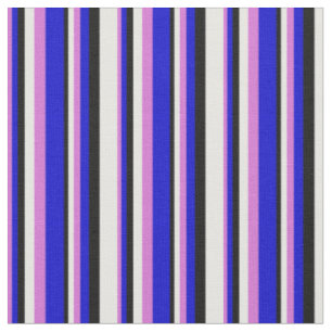 Orchidee, blaue, schwarze und weiße farbige Linien Stoff