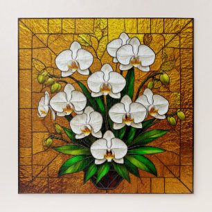 💛 Orchidee Bleiglas-Kunst mit goldenen Details 💛