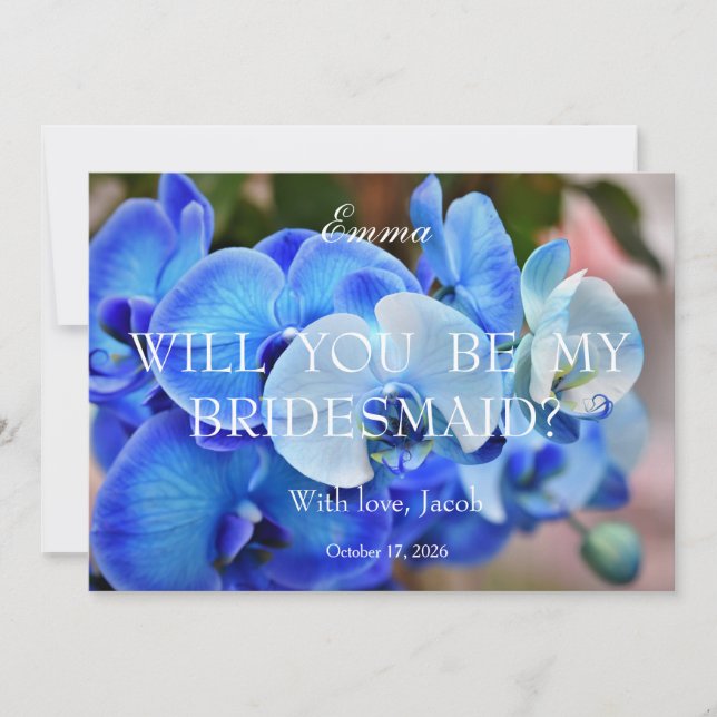 Orchidée Bleue Serez-Vous Mon Invitation D'Épouse (Devant)
