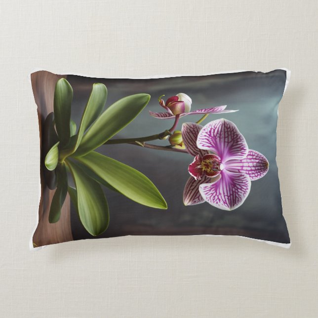 Orchidée Bliss : Coussin luxueux avec orchidée élé (Devant)