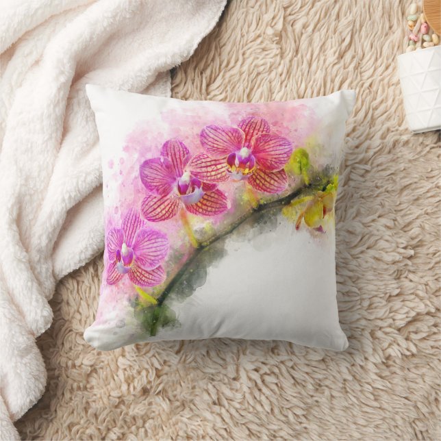 Orchidee Blume Aquarell - Rosa wb 01 Kissen (Decke)