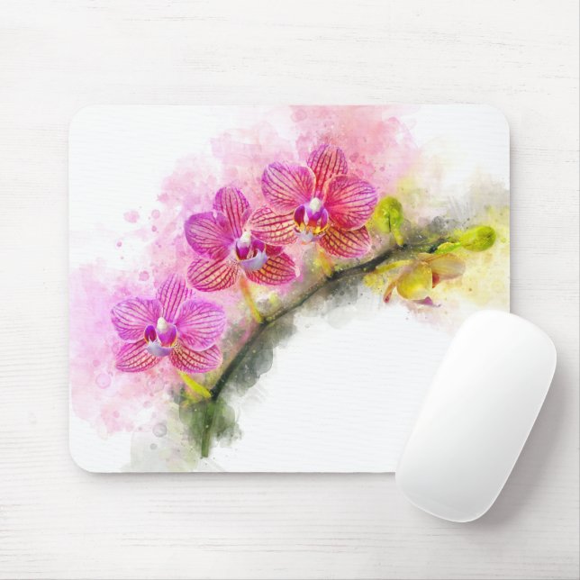 Orchidee Blume Aquarell - Rosa wb 01 Mousepad (Mit Mouse)