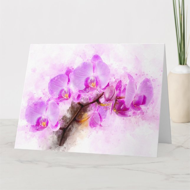 Orchidee Blume Aquarell - Rosa wb 03 Dankeskarte (Vorderseite)