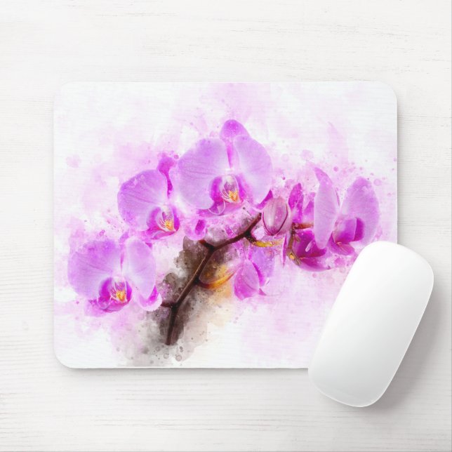 Orchidee Blume Aquarell - Rosa wb 03 Mousepad (Mit Mouse)