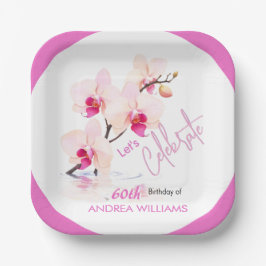 Orchidee Blume blüht 60. Geburtstag Papier Teller